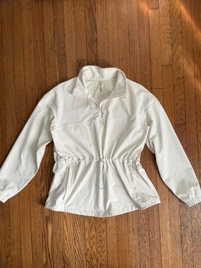 Outdoor Voices Women's White Cinch-Waist Half-Zip Jacket
